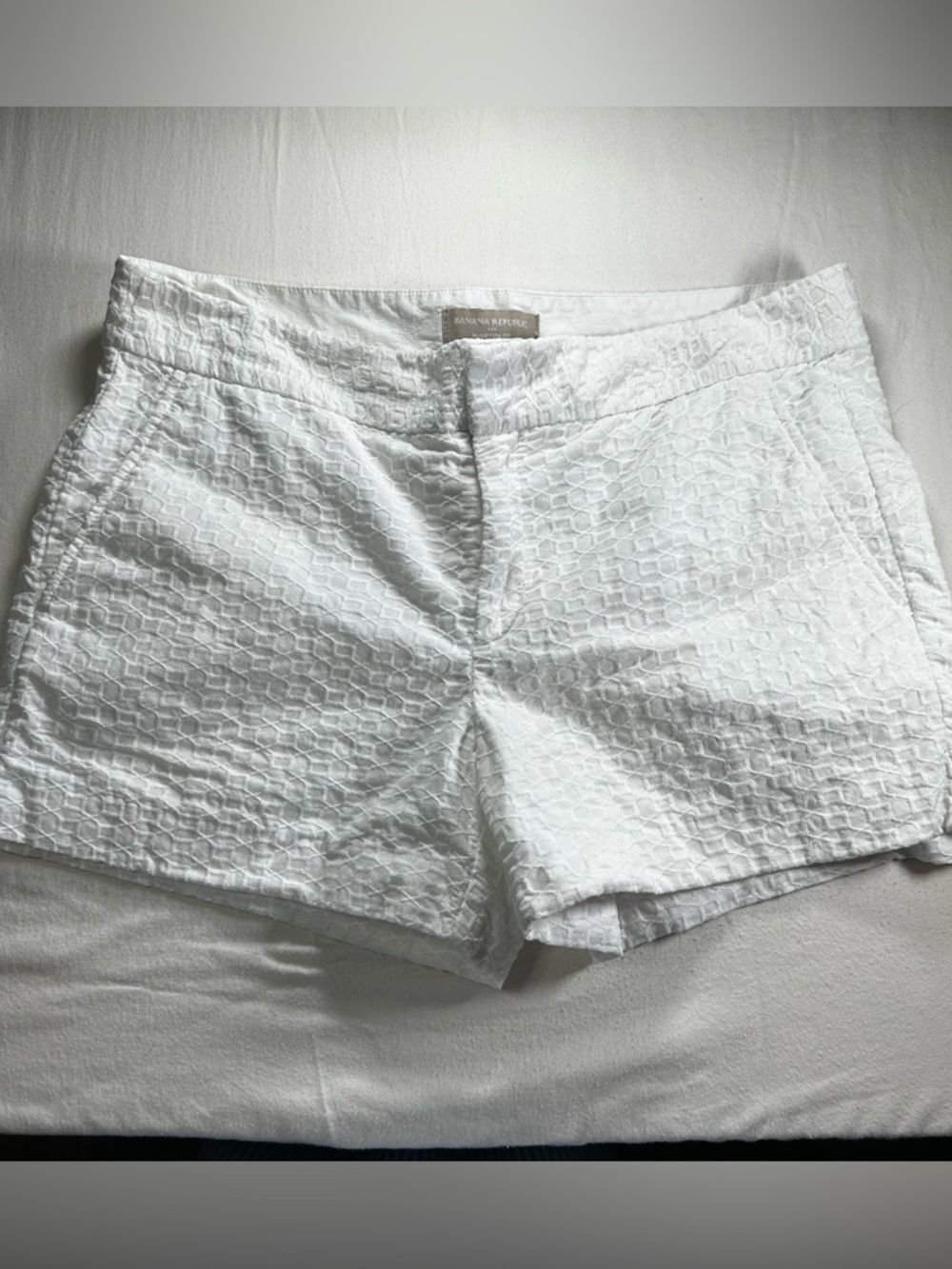 Banana Republic White Textured Jacquard Shorts, spring summer fairy cottagecore